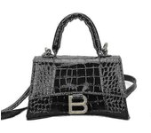 Diseñador lujo de mango superior suave Tote Mujeres Caimán Pu Cuero Reloj de arena Bolsos de mano de niña Metal Hombro Mensajero Bolsos