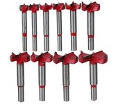 10pcs Forstner profesional Drill Bit Set Woodworking Hole Cut Wood Cutter, Alloy Steel Wood Drilli plata roja