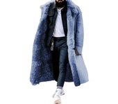 Chaqueta de invierno de piel gruesa para hombres de longitud media de diseño de talla grande Regalo ideal para inviernos extremos Azul L