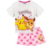 Vanilla Underground Pokemon Unisex Kids Short Sleeve Short Leg Short Leg Pikachu Blanco, Eeevee 11-12 Years