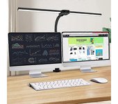 Aiducho Lámpara de escritorio LED de doble cabezal, lámparas de escritorio de arquitecto para oficina en casa, iluminación de oficina de banco de t...
