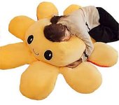 Unbrand Juguete de peluche de pulpo reversible grande Cojín de almohada suave, tierno y versátil para niños y adultos jn Naranja 90cm