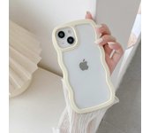 Tsim Compatible con funda para iPhone 11, linda funda transparente con marco de onda rizada, parachoques de silicona suave transparente funda prote...
