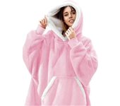 Sudadera de manta Sudadera con capucha de gran tamaño Manta portátil Suave Cálido Cómodo bolsillo delantero gigante Rosa