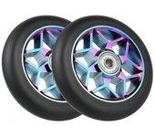 2 piezas Accesorios de scooter Ruedas de scooter de 110 mm Ruedas de pu coloridas Ruedas gruesas de coche con Beari