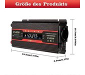 Convertidor de voltaje sinusoidal puro de 1500 W Inversor inversor de 12 V y 230 V Inversor de 2 USB, 100% nuevo G