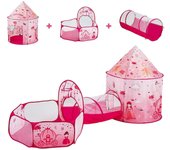 Succebuy Tienda de campaña para niños 3 en 1 con túnel para niñas, príncipes, niños, bebés y niños pequeños, color magenta