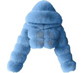 Abrigo de piel sintética para mujeres con capucha abrigos de burbujas recortados Chaquetas cortas cálidas de vellón Abrigos de invierno de talla gr...