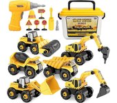 Ubiuo KATEA Camión Desmontable Juguetes de Coche con Taladro Eléctrico - Juego de Juguetes de Excavadora de Vehículos de Construcción de DIY con Ca...