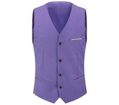 Hombre Negocio Slim Chaleco Formal Color Sólido Traje de Pecho Chaleco Púrpura L