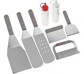 Kit de accesorios de barbacoa 8pcs - Espátulas de barbacoa profesionales de acero inoxidable de alta resistencia - Ideal para Teppanyaki, parrillas...