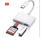 Lector de tarjetas de memoria USB C SD TF, adaptador de cámara tipo C 3 en 1, compatible con dispositivo USB C