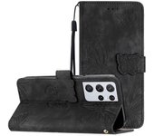 Gangxun Funda para Samsung Galaxy S21 Ultra 5G Flip Folio con soporte de cuero PU en relieve en forma de mariposa compatible con funda Samsung Gala...