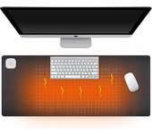 Almohadilla de escritorio caliente, almohadilla de teclado con calefacción grande de Pu, alfombrilla de escritorio calentadora de manos de oficina,...