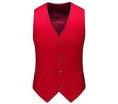 Chaleco de traje de negocios clásico para hombre, chaleco de esmoquin de ajuste regular TA Rojo L