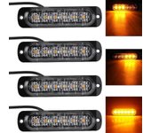 4pcs 18w 6 Led Slim Amber Yellow Strobe Flash Bar Car Truck Emergency Signal Parking Light Lamp 12-24V