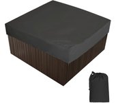 Cubierta al aire libre para spa impermeable cuadrado hidromasaje cubierta de baño cubierta de spa cubierta 190t antipolvo anti-uv negro, 228x228x30cm