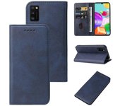 Para Samsung Galaxy A41 versión de la UE Funda de teléfono de cuero con cierre magnético Azul