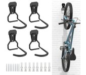 Ersam Juego de 4 ganchos para bicicletas, soportes para colgar de hierro, soporte de pared de almacenamiento en forma de L de alta resistencia, prá...