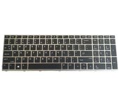 Teclado de computadora portátil retroiluminado + marco para teclados HP Probook 450 G5 455 G5 470 G5 Marco plateado