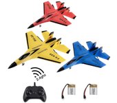 Avión Rc, avión de control remoto de 2 canales, planeador Hobby Rc, listo y fácil de volar para principiantes, avión Rc Jet con tira luminosa amarillo
