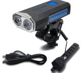 Luz de bicicleta Led Potente antorcha Luces de bocina De conducción nocturna Luz de bicicleta Luz frontal recargable Lámpara de bicicleta (azul)