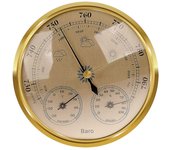 Linkrunning Estación meteorológica analógica-barómetro, termómetro, higrómetro (oro, 128 mm)