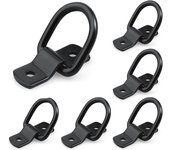 Juego de 6 anillos de amarre con tornillos y soportes - D Gancho de amarre de tracción - Acero inoxidable negro Anillo de amarre - Anillo de fijaci...