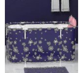 KINCJON Bañera plegable rectangular, bañera de cuerpo completo para adultos, bañera para niños (120 cm de algodón azul estrellado,)