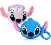 Headphones Cartoon Wireless Earphone Cover Apple Airpods 1 & 2 Cover, Silicone Cover for Couples Souvenirs (rosa)