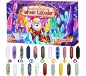 Regalos del calendario de Adviento 2024 Kit de piedras de cristal de 24 días con collar de cristal Bolsa de almacenamiento de lupa