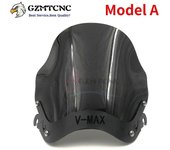 VMAX1200 VMAX1300 Parabrisas de motocicleta ABS Parabrisas de plástico con kit de soporte de montaje para Yamaha V-MAX VMAX 1200/1300 1985-2007 Mod...