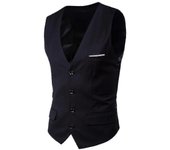Chaleco de traje de color sólido para hombres de talla grande Chaleco de negocios de un solo pecho Negro 6XL