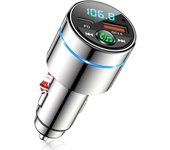 Transmisor Bluetooth 5.3 FM, Cargador de coche Bluetooth totalmente metálico, PD 30W Tipo C + QC3.0 Cargador rápido para coche con cancelación de r...