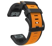 Correa de silicona suave de dos colores Cinturón a prueba de sudor para pulsera Garmin-Fenix6 Naranja negro 22