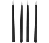 4 Pcs Velas LED Libre de Humo Sin Llama Seguro Respetuoso con el Medio Ambiente Luz Cálida Vela Eléctrica LED Cónica Negro