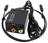 Decodificador de audio digital Jack de 3,5 mm Fibra óptica coaxial Convertidor de audio digital a analógico SPDIF Digi Negro