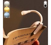 Luz de libro, luz de lectura de clip recargable, lámpara de lectura LED de brillo ajustable, 3 colores de luz, lámpara de libro portátil para niños...