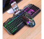 Teclado para juegos con cable LED Teclado para juegos retroiluminado Rainbow RGB Muñeca ergonómica para juegos de 104 teclas para jugadores de PC c...