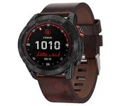 Watch Parts Para Garmin Fenix 7X Solar 26mm Correa de reloj con hebilla de acero de cuero Marrón