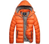Hombre Abrigo acolchado con capucha Cremallera Invierno cálido Chaquetas acolchadas a prueba de viento Ropa de abrigo de esquí al aire libre Naranj...