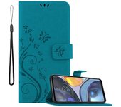 Funda protectora Motorola MOTO G22 - con estampado floral y ranura para tarjetas FLORAL TURQUESA