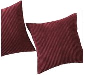 Funda de almohada lumbar Paquete de 2 fundas de cojín rectangulares de pana a rayas decorativas Fundas de almohada oblongas para sofá Borgoña 120*160