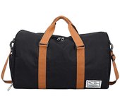 Bolsa de gimnasio deportivo con compartimento para zapatos y bolsillo húmedo, bolsa de lona de viaje, bolsa de fin de semana negra negro