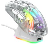 Heyone Ratón inalámbrico para juegos X2 Pro con base de carga RGB, ratones para juegos de PC de tres modos 2.4G / Bluetooth / con cable, mouse sile...