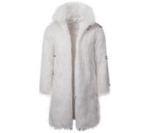 Abrigo largo de piel sintética para hombres Cuello de invierno Chaqueta de abrigo de ropa exterior Blanco L