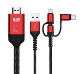 3 en 1 Mhl USB Tipo C a Hdmi Cable 1080p Hd Tv Adaptador para Android & Ios