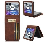 Para Motorola Razr 50 5G / Razr 2024 5G Funda de diseño separable ranura para tarjetas de cuero + cubierta de teléfono para PC Multicolor Style B