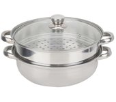 Olla vaporera Pila de acero inoxidable Juego de ollas vaporeras de 2 capas con tapa de vidrio visible Utensilios de cocina Herramienta Kitcken para...