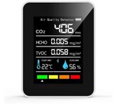 5 In1 Co2 Meter Digital Temperature Humidity Tester Detector de dióxido de carbono Monitor de calidad del aire Tvoc Hcho Analyzer-b Blanco